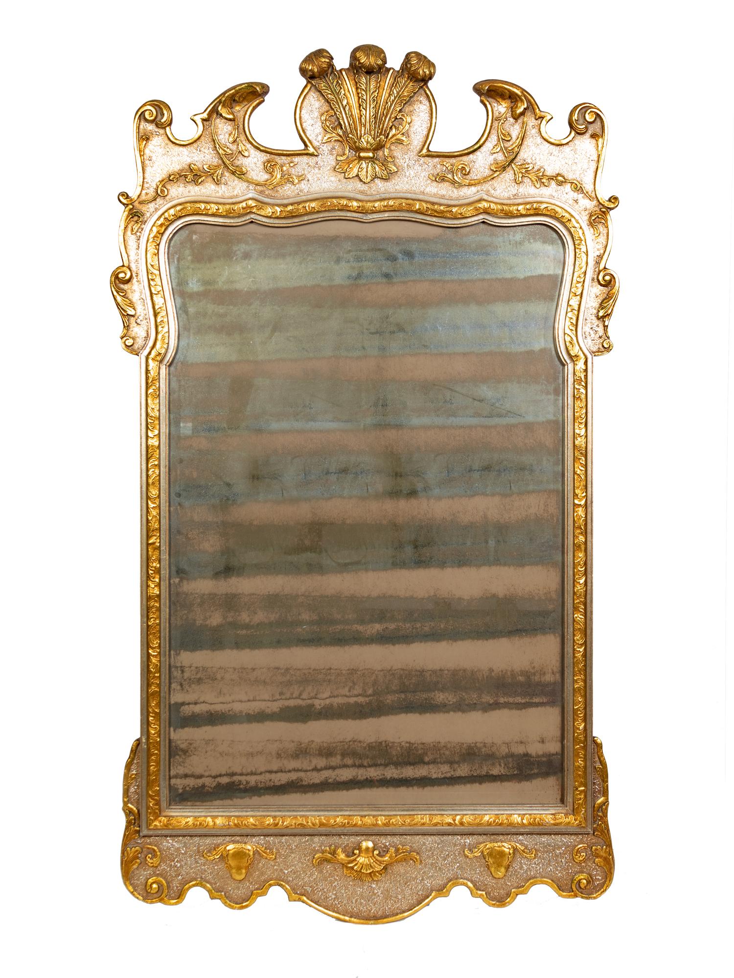 A Rococo Style Silver and Gilt Painted Mirror — 20TH CENTURY