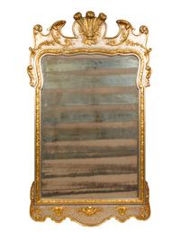 A Rococo Style Silver and Gilt Painted Mirror — 20TH CENTURY