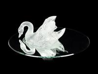 A Lalique Cygne Table Ornament and Mirror Plateau