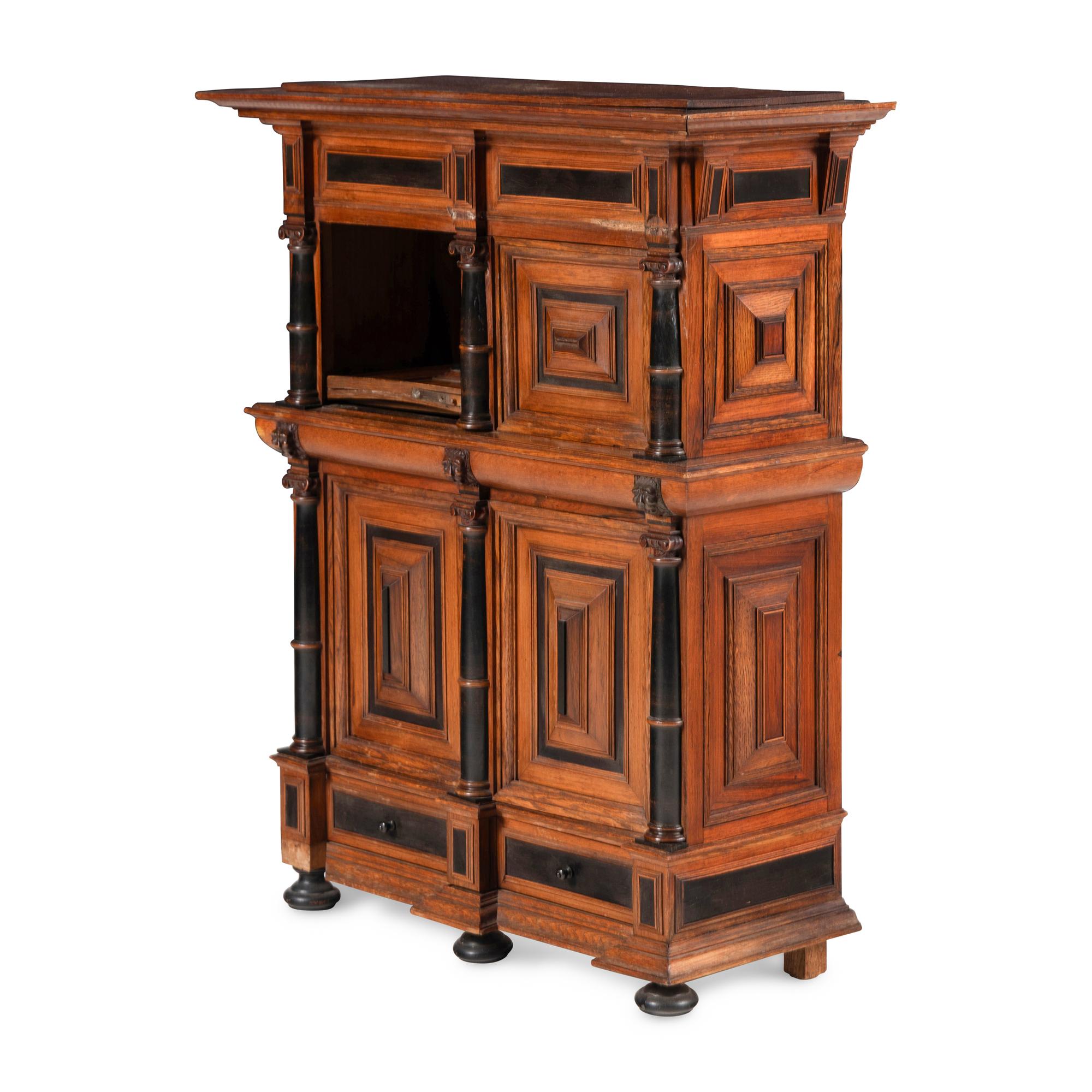 A Continental Style Part-Ebonized Oak Table Cabinet