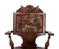 A Folk Art Pressed Oak USS Maine Chair