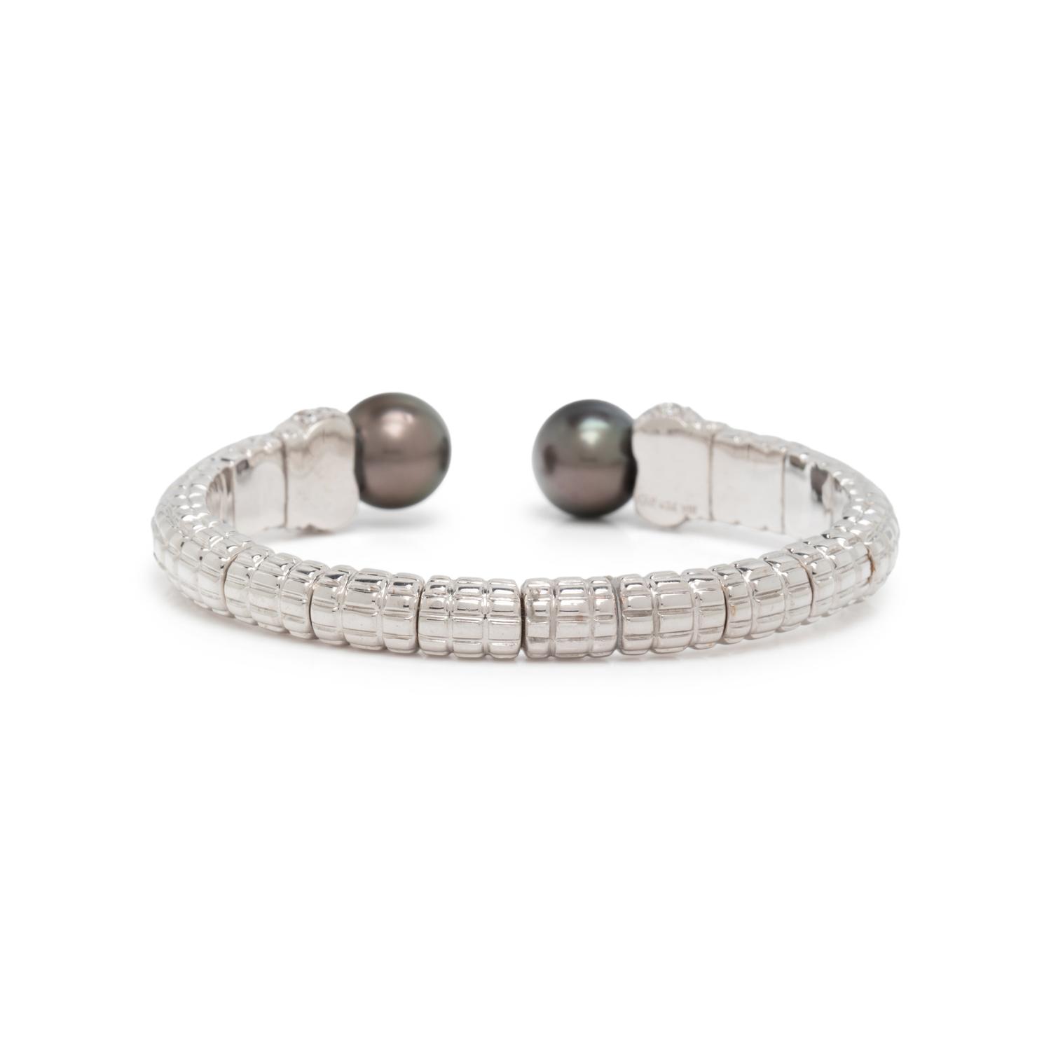 CULTURED PEARL AND DIAMOND CUFF BRACELET