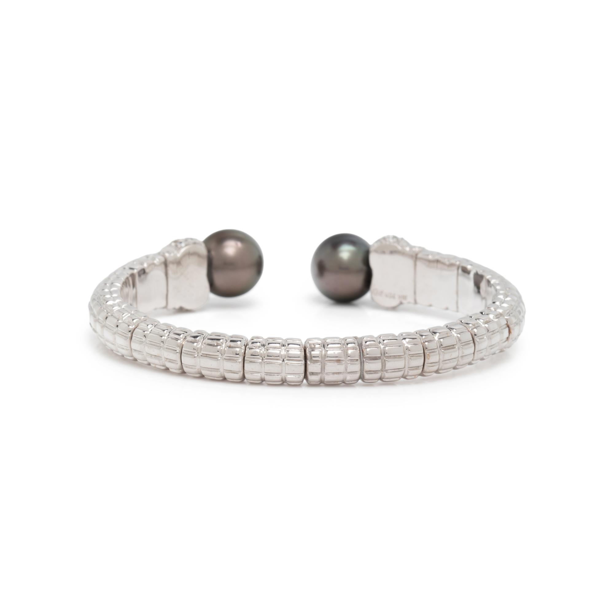 CULTURED PEARL AND DIAMOND CUFF BRACELET