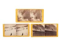 [WESTERN AMERICANA]. HART & HOUSEWORTH, photographers. A group of 3 stereoviews of railroad snow sheds and a snowy scene.
