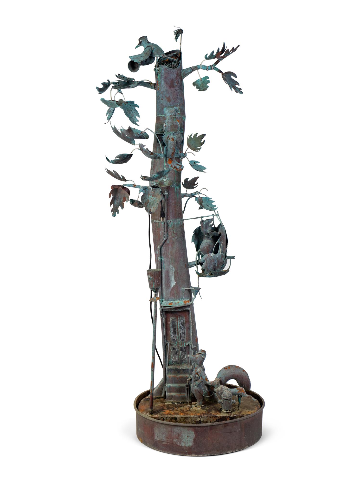 A Copper Fanciful Tree-Form Fountain