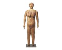 A Life-Size Carved Pine Figure of a Woman