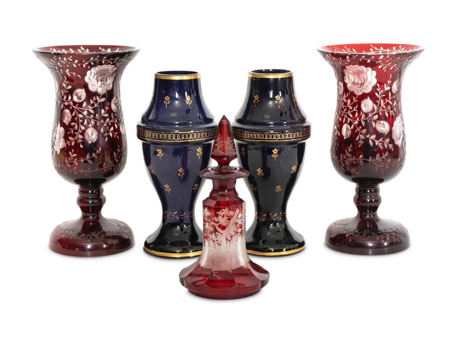 An Group of Continental Colored Glass Articles