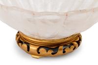 A Carved Rock Crystal Center Bowl on a Giltwood Base