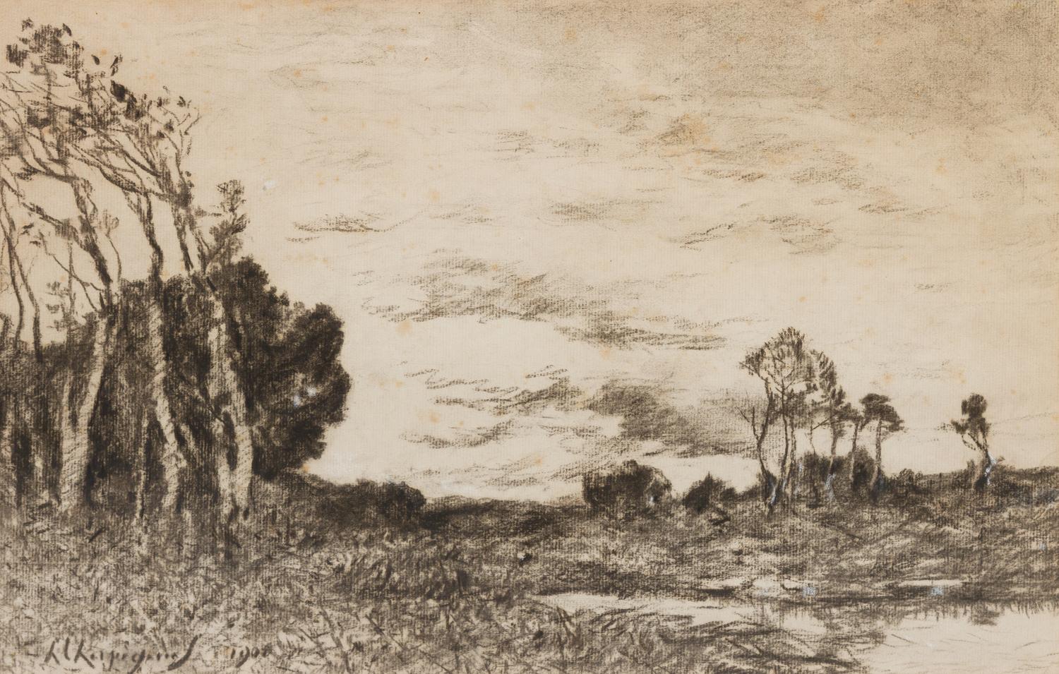 Henri Joseph Harpignies, (French, 1819-1916), Landscape, 1908