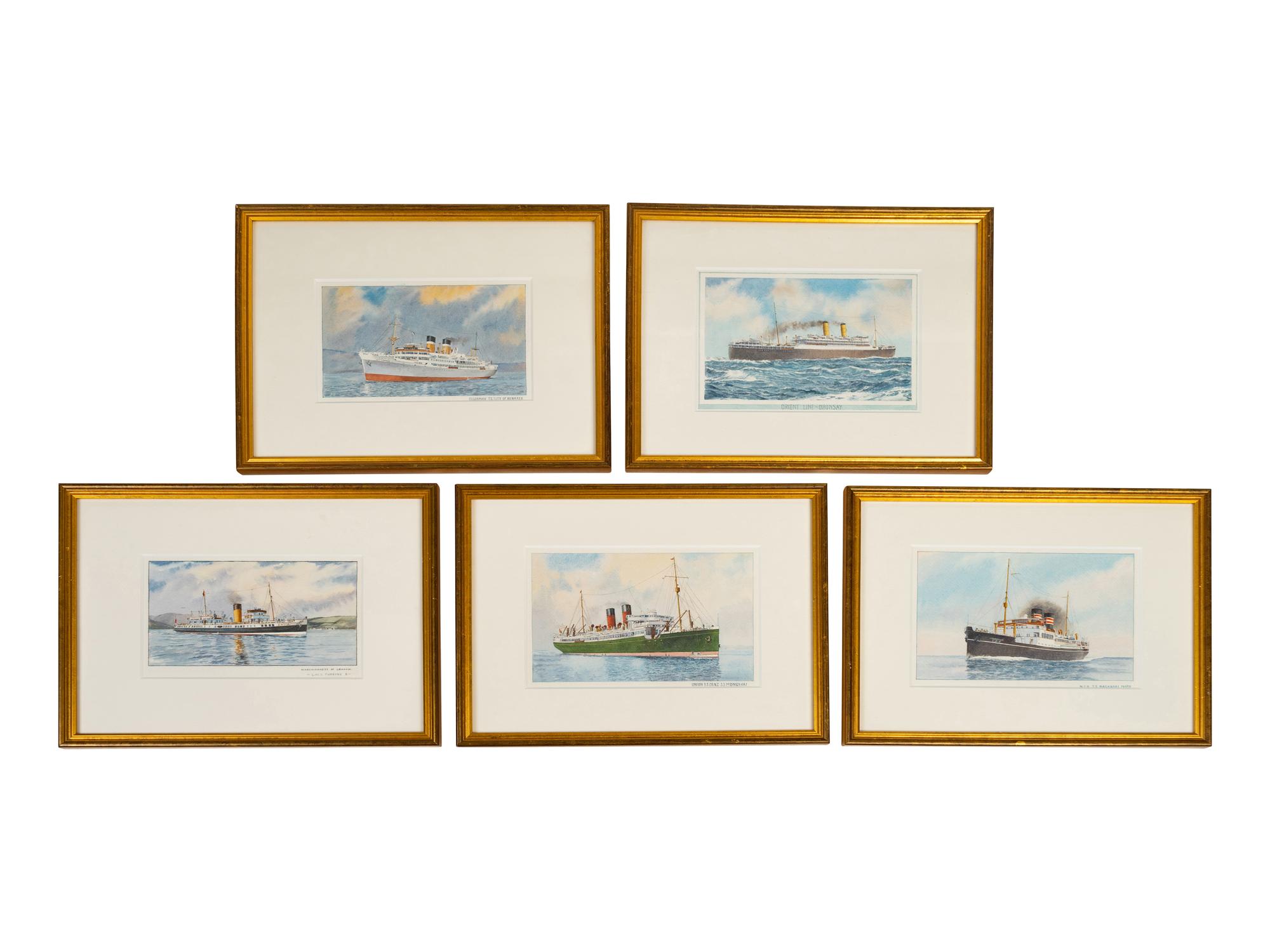 A Set of Ten American Watercolors Depicting Ships at Sea