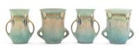 Four Roseville Montarello Pottery Vases Height of each 5 3/8 inches.