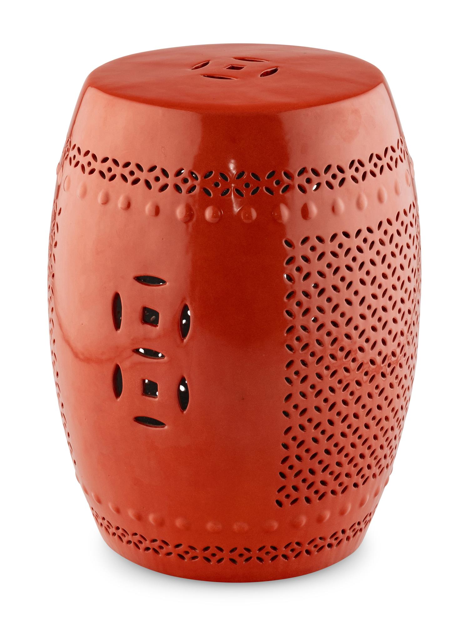 An Orange Glazed Ceramic Garden Seat