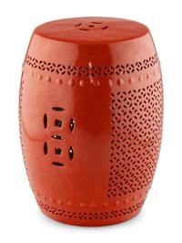 An Orange Glazed Ceramic Garden Seat