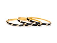 ANTIQUE, COLLECTION OF DIAMOND, ENAMEL, AND YELLOW GOLD BANGLE BRACELETS