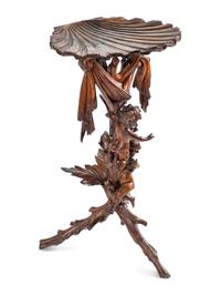 A Venetian Carved Walnut Figural Pedestal