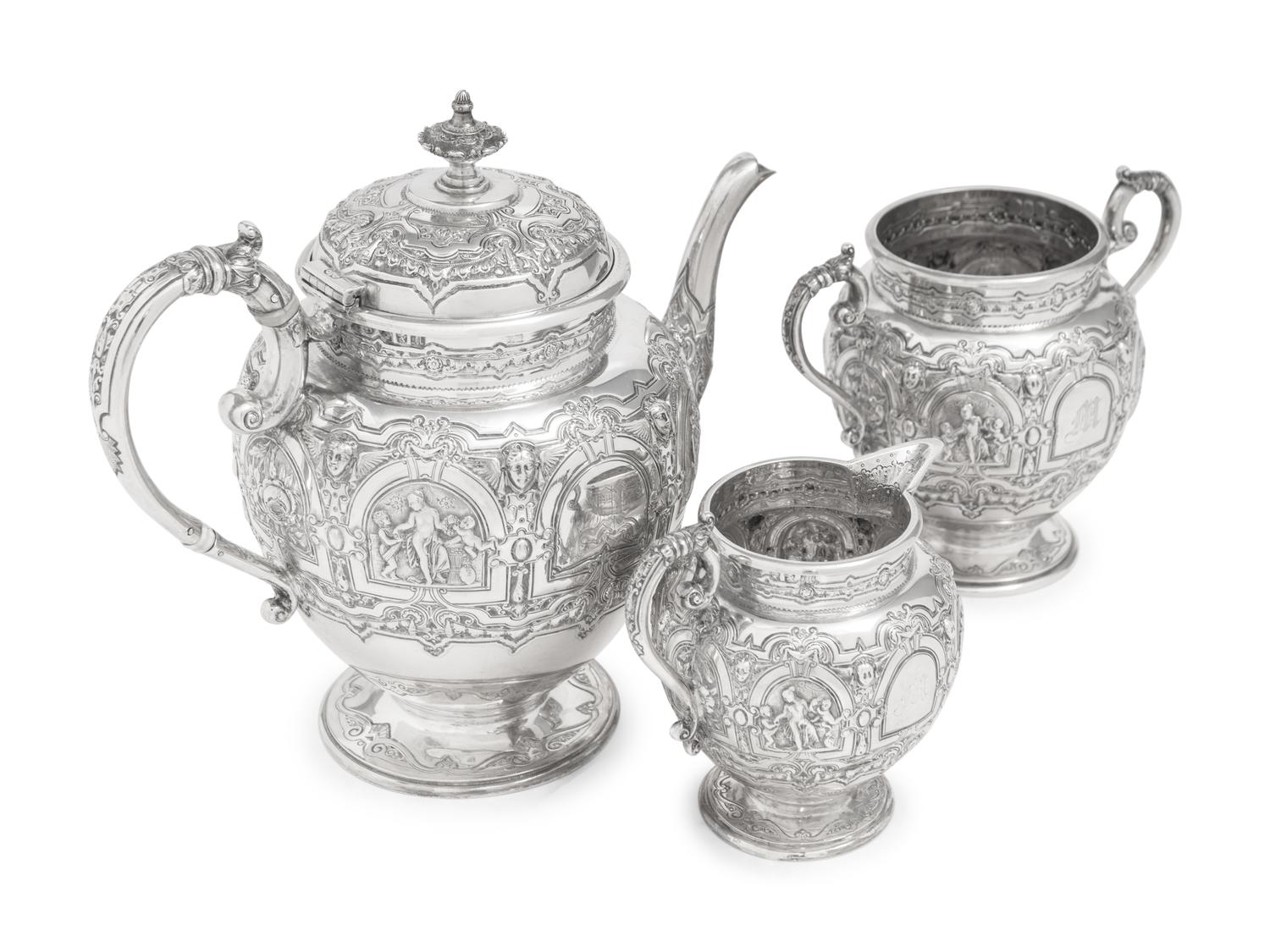 A Scottish Edwardian Silver Three-Piece Tea Service