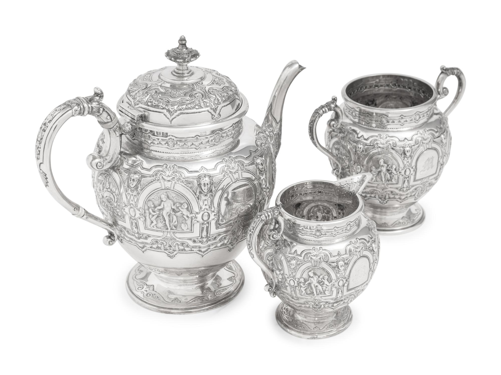 A Scottish Edwardian Silver Three-Piece Tea Service