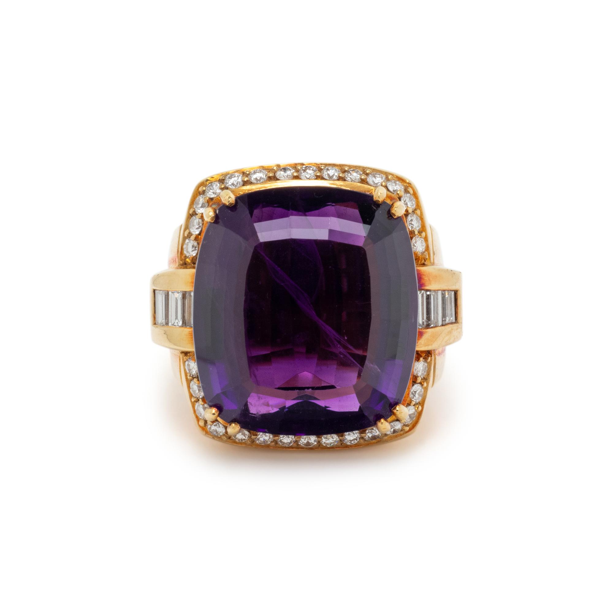 H. STERN, AMETHYST AND DIAMOND RING