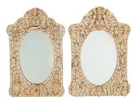 A Pair of Continental Carved Bone Mirrors