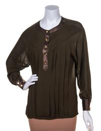 A Chanel Olive Green Silk Blouse,