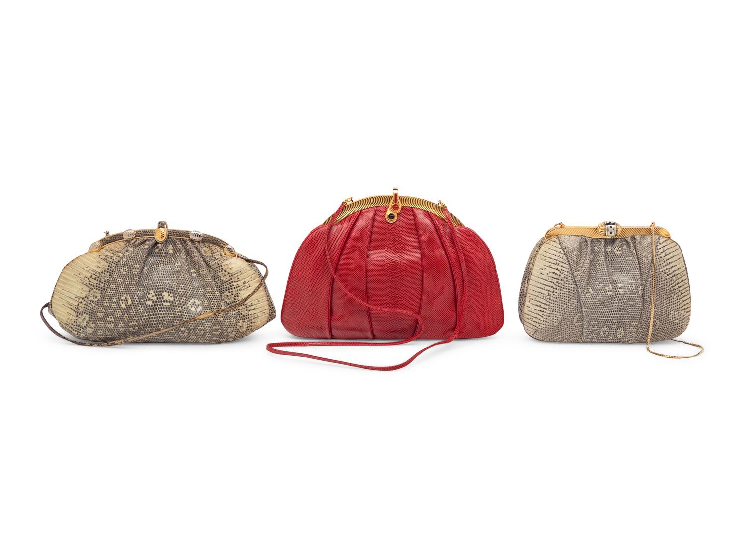 Three Judith Leiber Exotic Skin Clutches