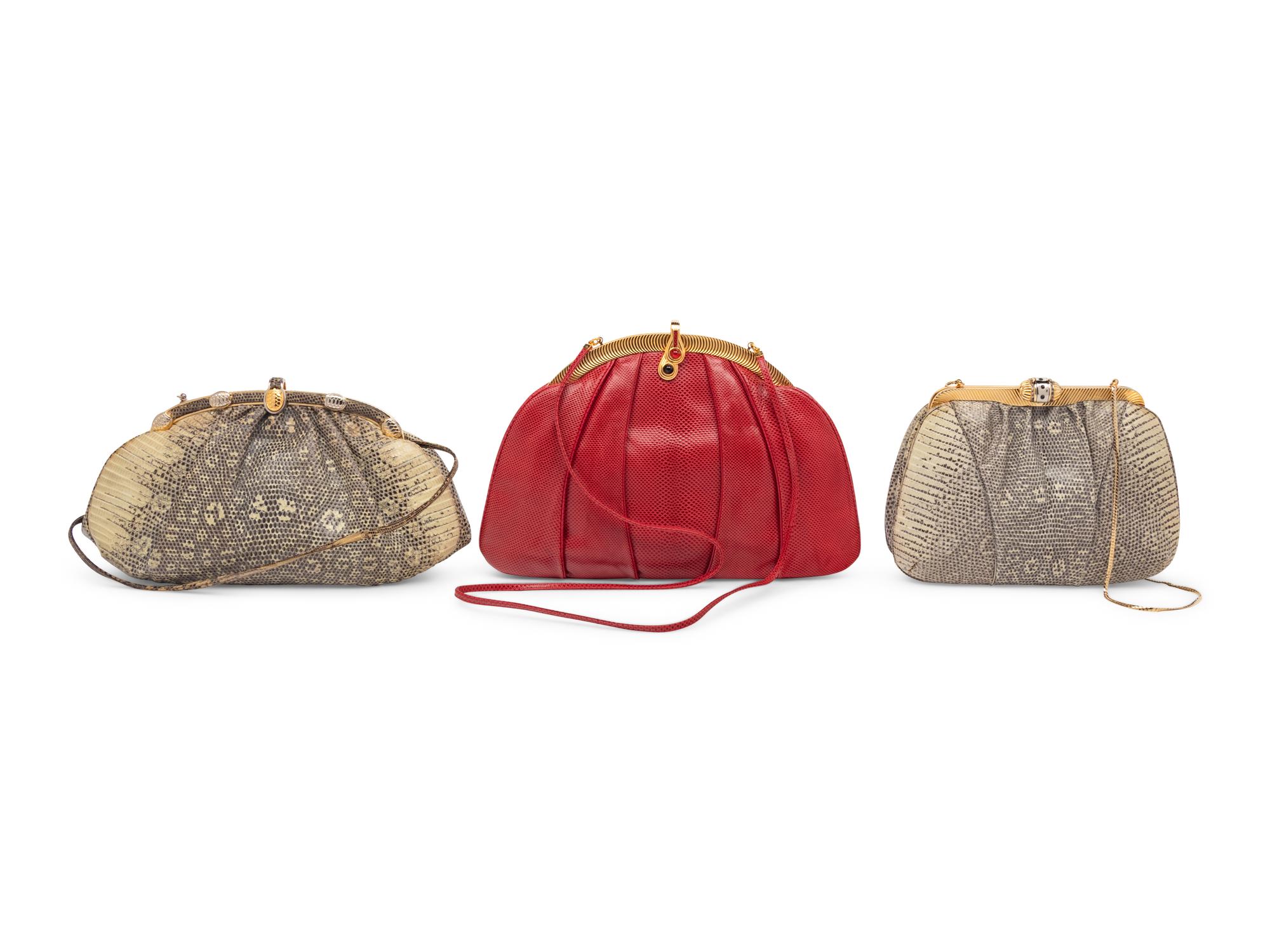 Three Judith Leiber Exotic Skin Clutches