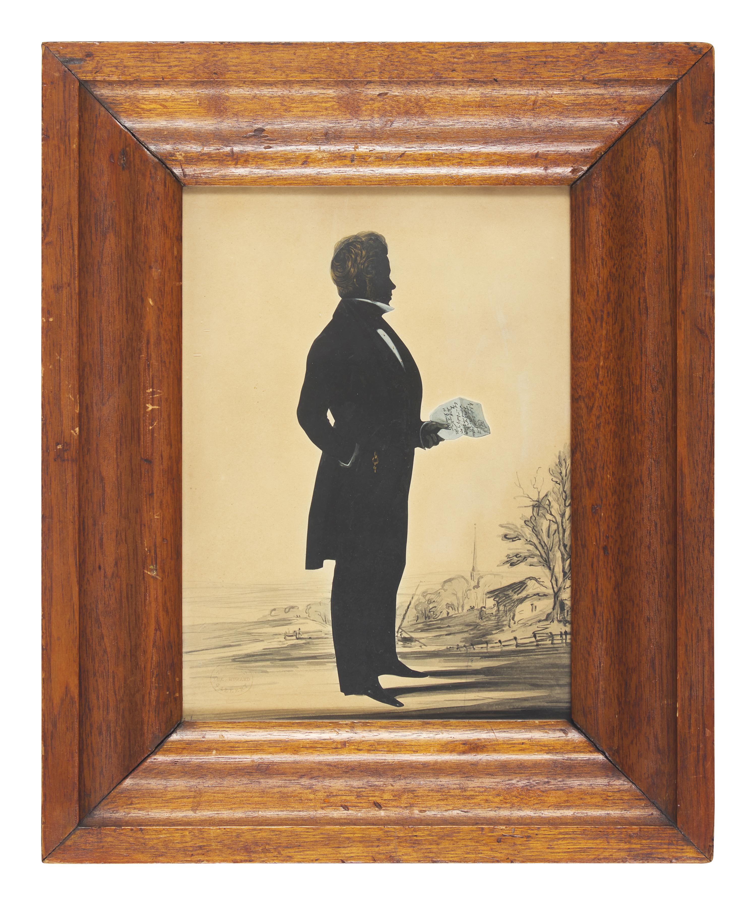 William James Hubard (1807-1862), A Silhouette Profile Portrait of a Man with Letter