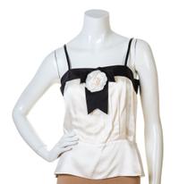A Chanel Cream and Black Silk Camisole, Size 40.