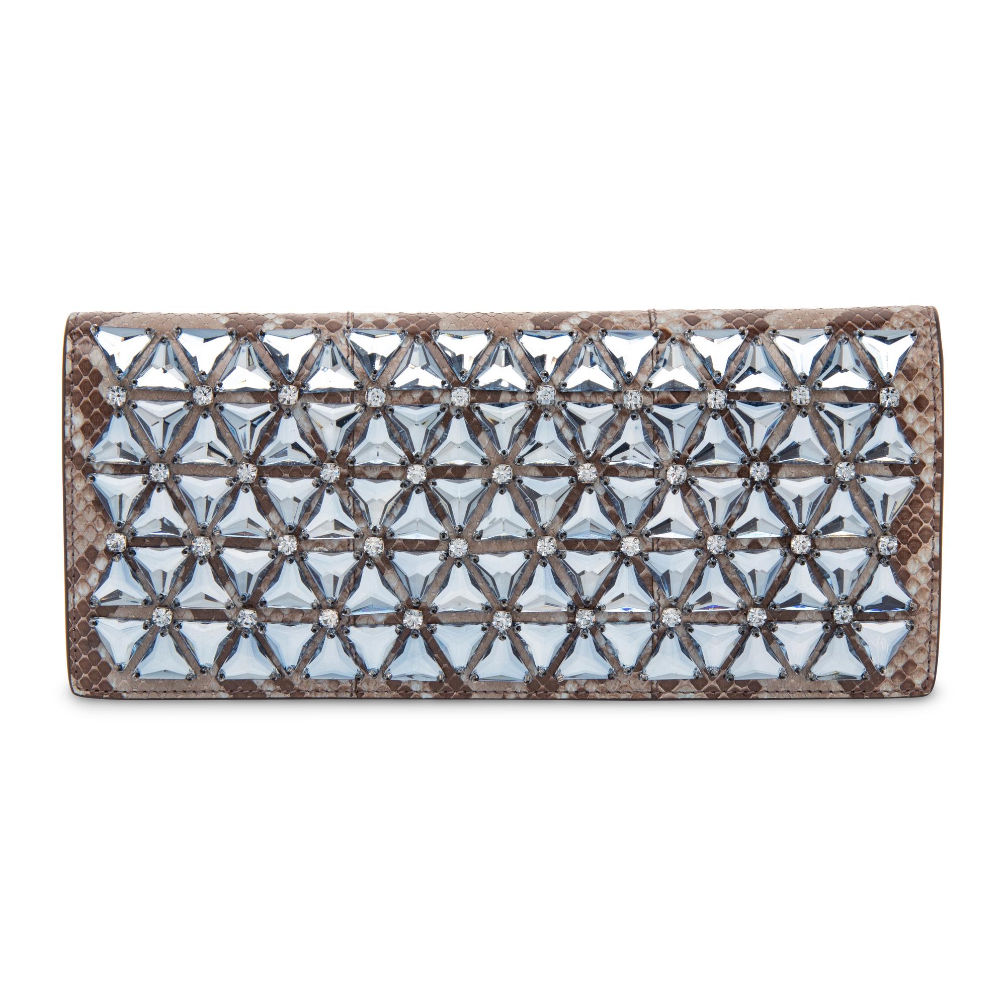 GUCCI, BLUE PYTHON EMBELLISHED CLUTCH