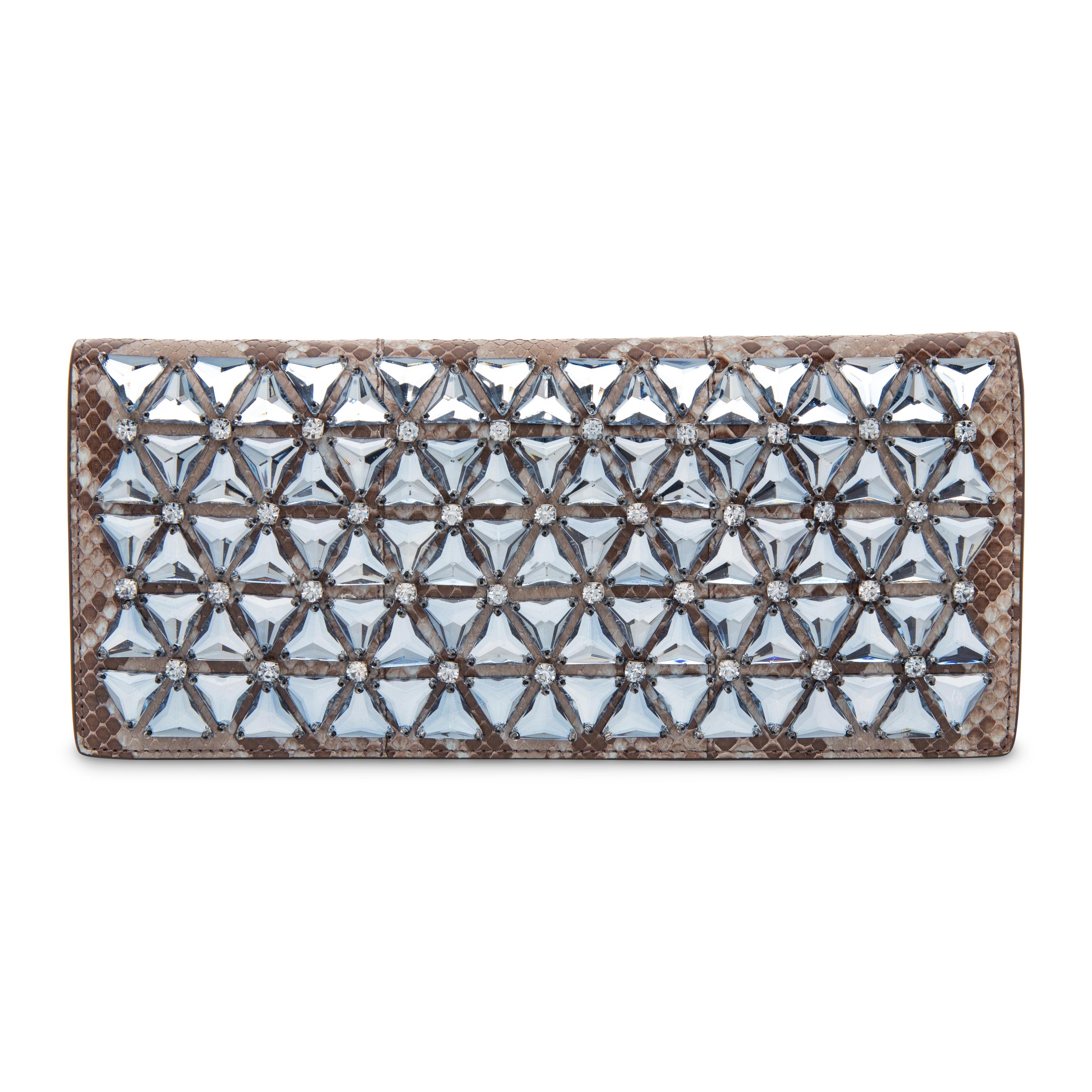 GUCCI, BLUE PYTHON EMBELLISHED CLUTCH