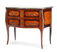 A Louis XV Gilt Bronze Mounted Amaranth Commode Height 33 x width 38 1/2 x depth 20 inches. — 18TH CENTURY