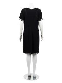 Ralph Rucci Wool Crepe Short Sleeve Dress with Net Inserts