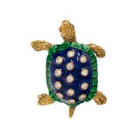 DIAMOND AND ENAMEL TURTLE BROOCH