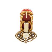 CORAL, SAPPHIRE AND DIAMOND CONVERTIBLE RING/PENDANT