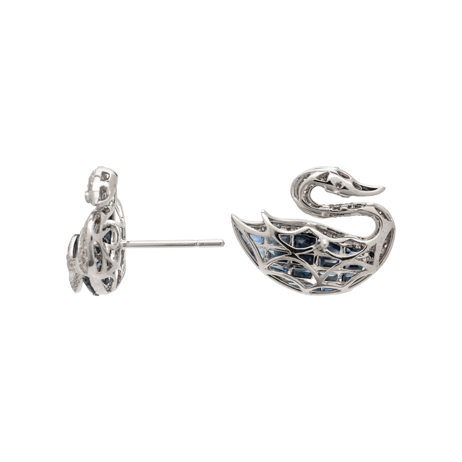 DIAMOND AND SAPPHIRE SWAN EARRINGS