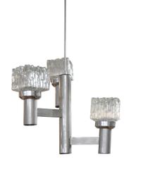 A Sciolari Glass, Chrome and Aluminum Chandelier 20" W x 20" D x 45" H — Italy, Mid-20th Century