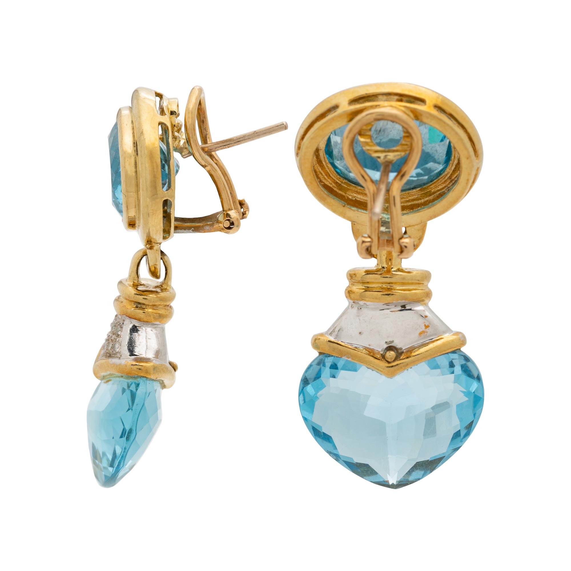 BLUE TOPAZ AND DIAMOND EARCLIPS