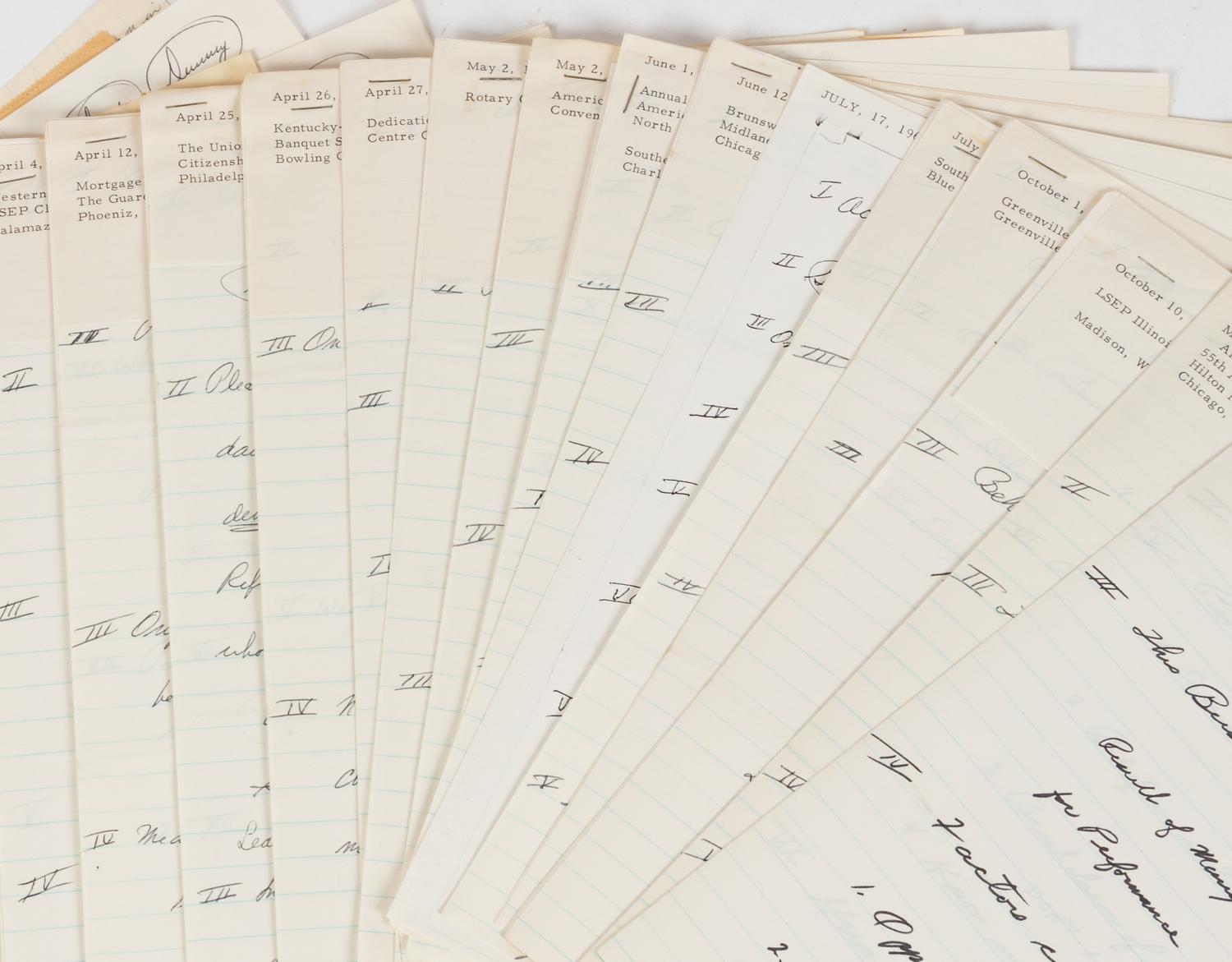 A Group of Sports and Political Speeches From the Collection of of Hall of Fame Oklahoma Football Coach Bud Wilkinson