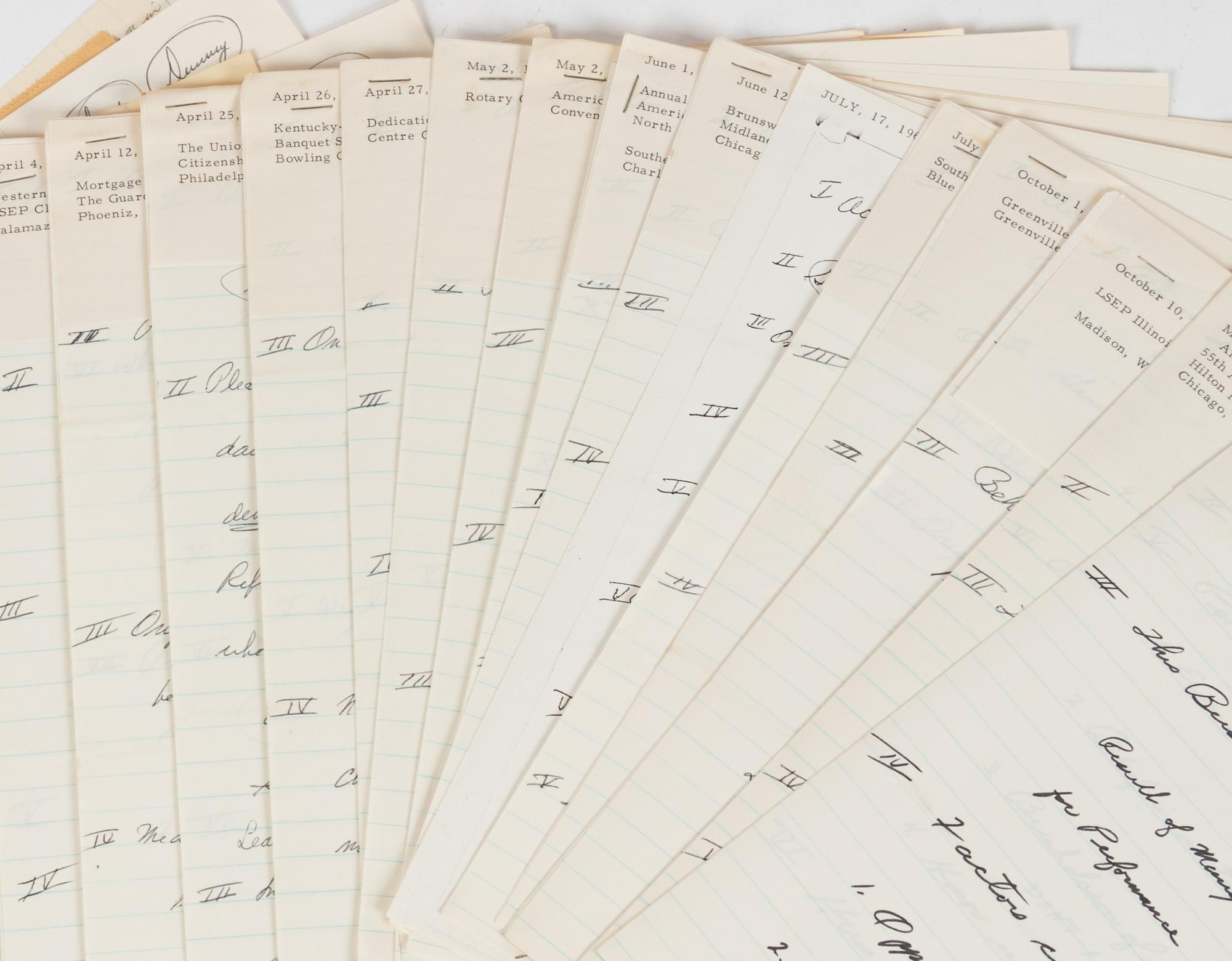 A Group of Sports and Political Speeches From the Collection of of Hall of Fame Oklahoma Football Coach Bud Wilkinson