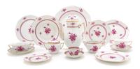 An Assembled Herend Porcelain Dinner Service for Twelve, Diameter of dinner plate 10 3/8 inches.