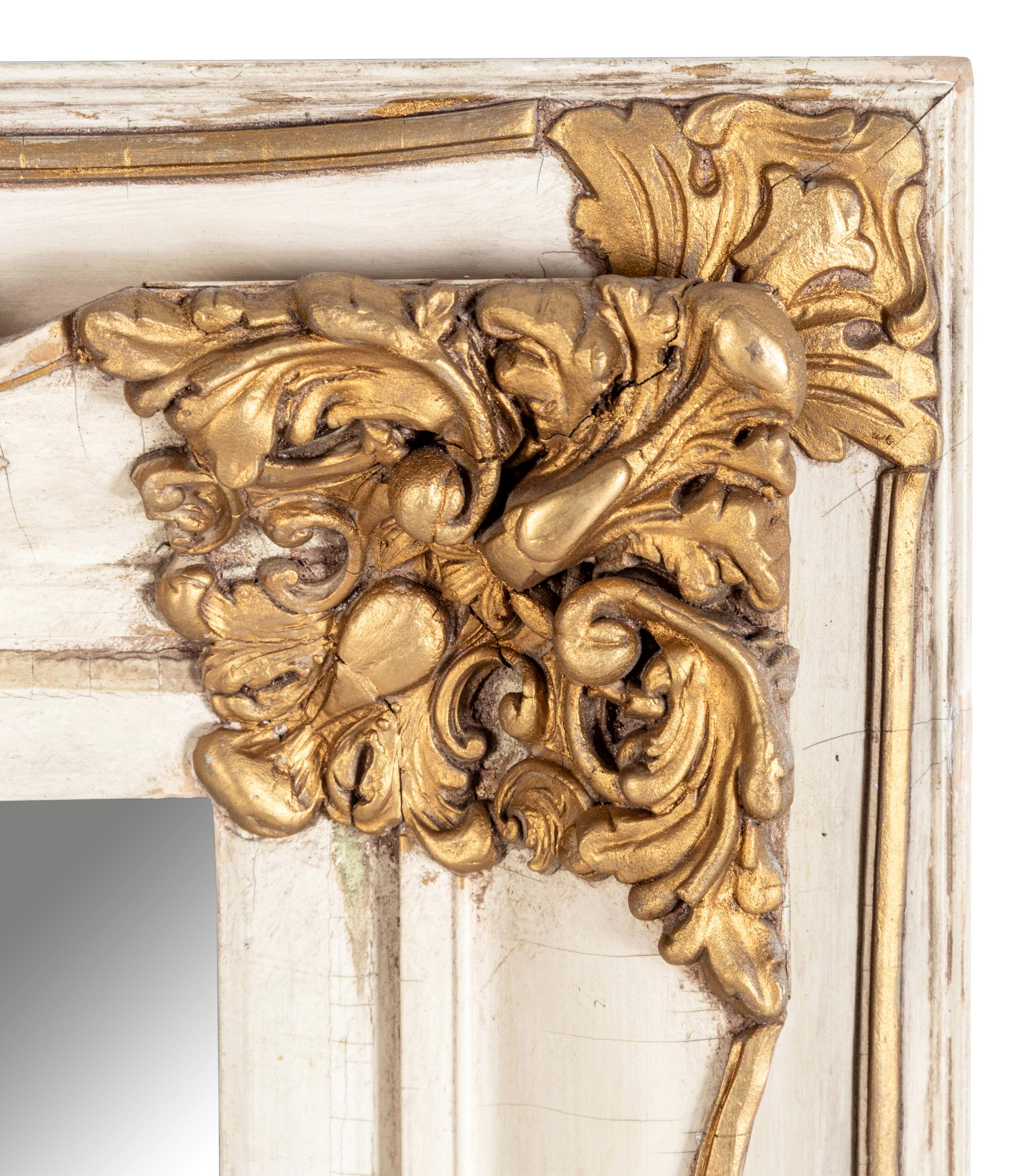 A Contemporary Painted and Parcel Gilt Mirror