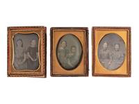 [EARLY PHOTOGRAPHY]. A group of 13 daguerreotype portraits of pairs of sisters and brothers, including: