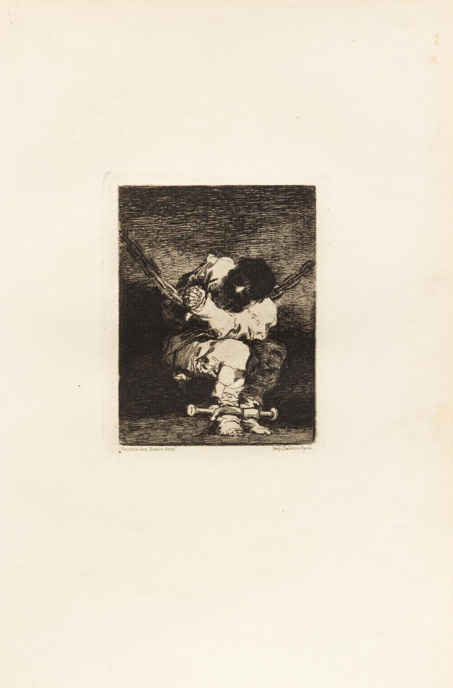 Francisco Goya, (Spanish, 1746-1828), A group of 3 prints including Tan bárbara la Seguridad come el Delito ('The Little Prisoner'), c.