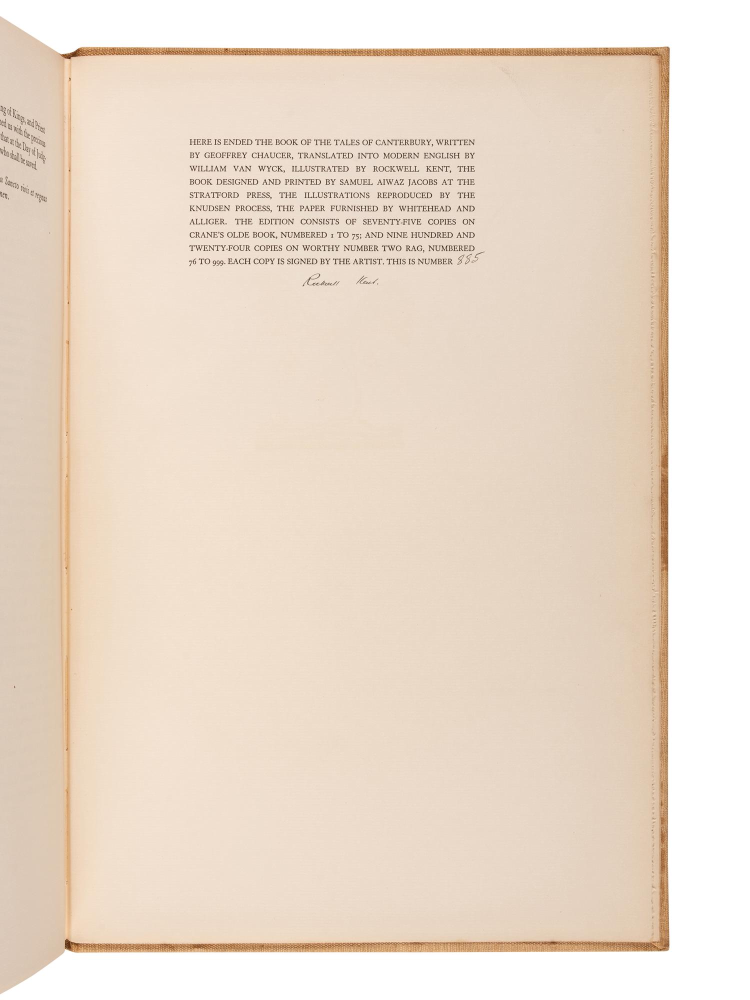 [KENT, Rockwell, illustrator]. Chaucer, Geoffrey. The Canterbury Tales . New York: Random House, 1928.