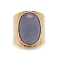 YELLOW GOLD AND BLUE CHALCEDONY RING