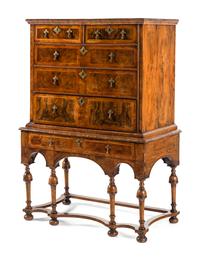 A William and Mary Walnut Chest on Stand