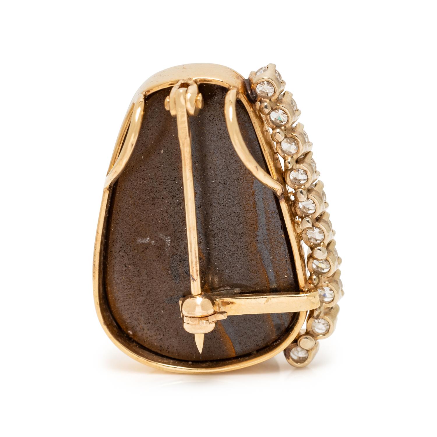 BOULDER OPAL AND DIAMOND PENDANT/BROOCH