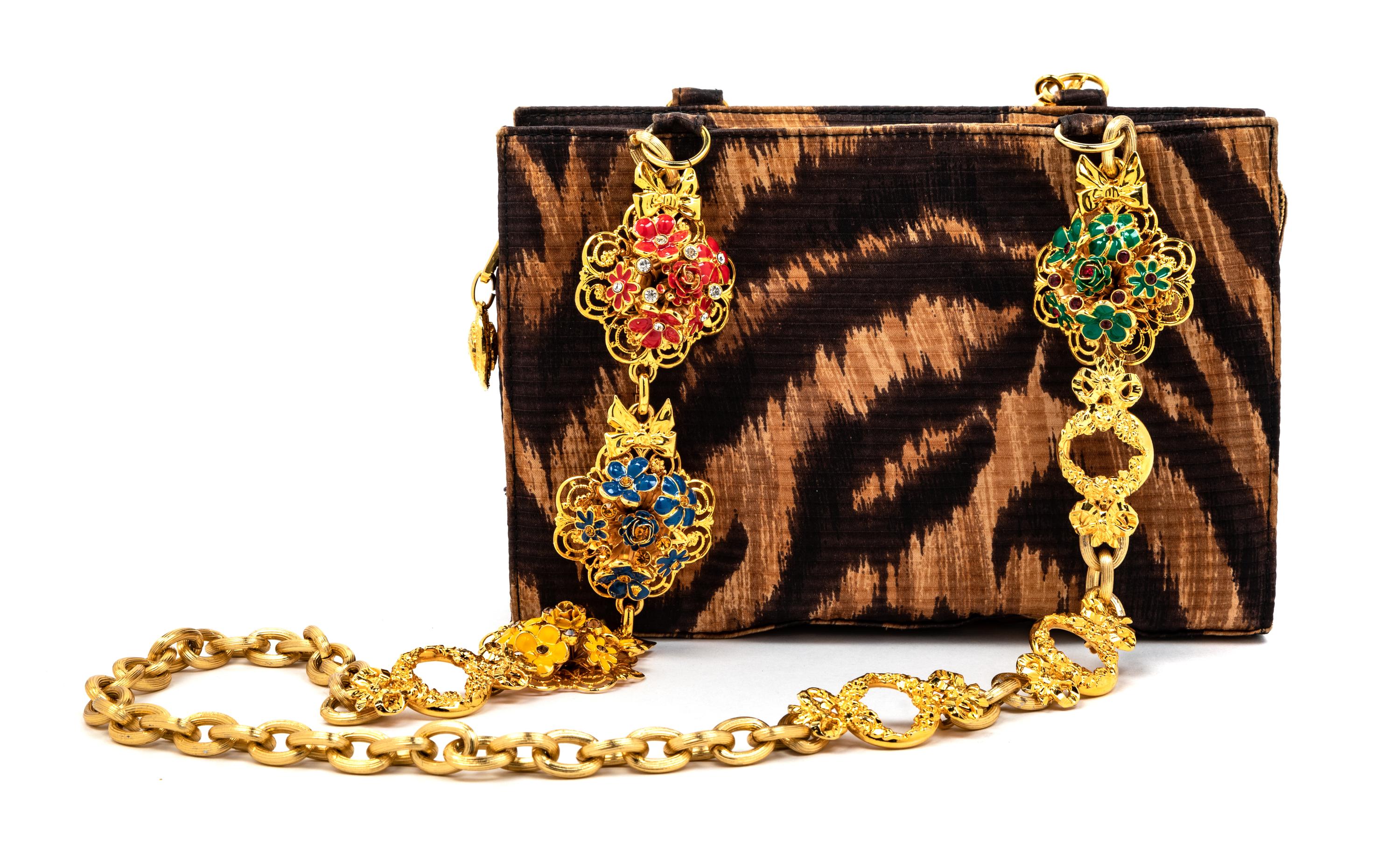 Versace Animal Print Shoes and Handbag, 1990s Handbag: 9.25" L x 2.75" W x 6.25" H; shoes: 37.5