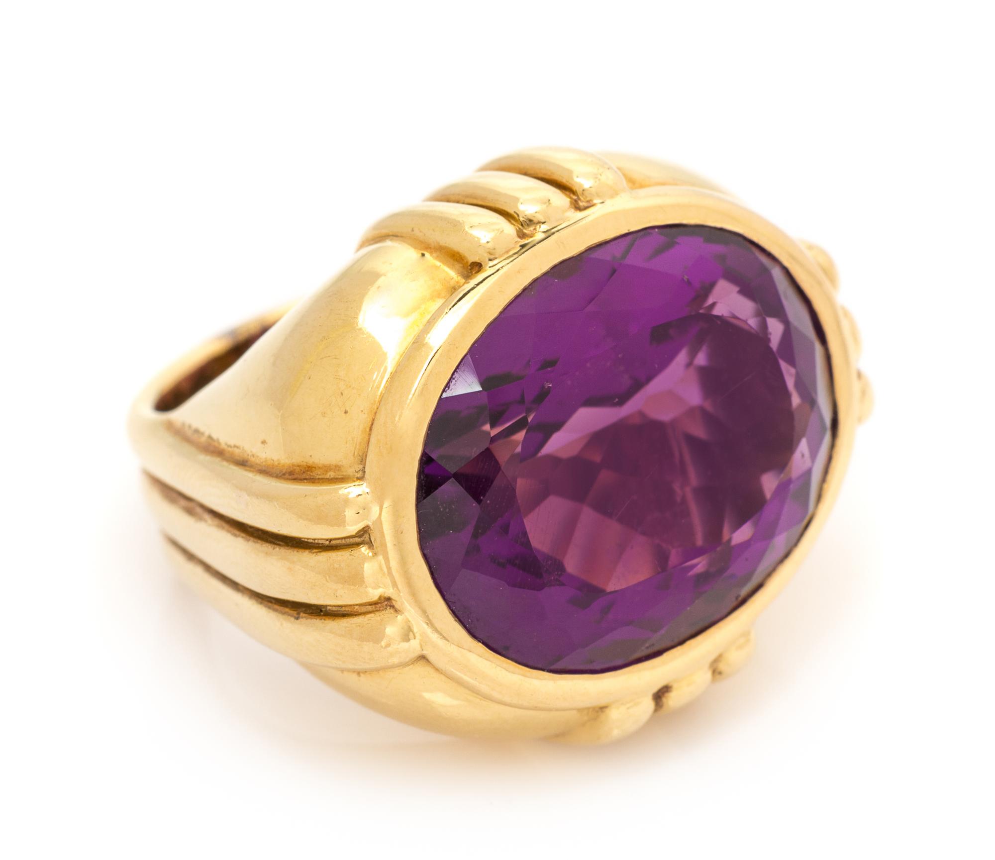 An 18 Karat Yellow Gold and Amethyst Ring, Susan Berman, 25.60 dwts.