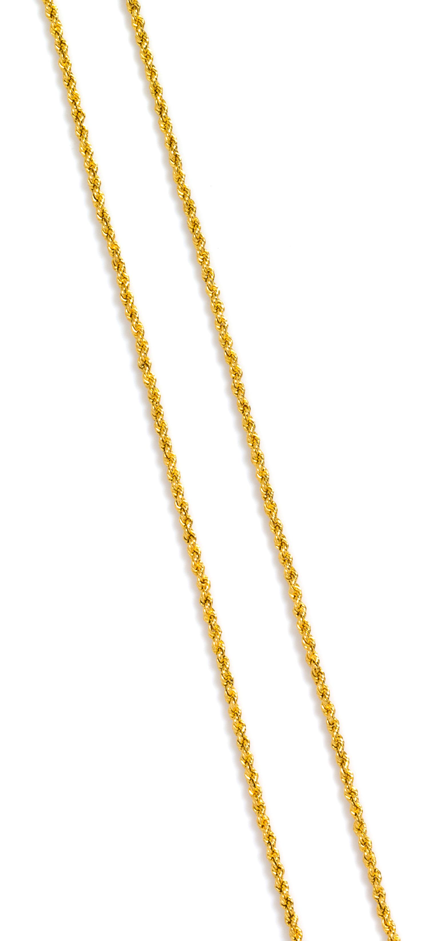 A High Karat Yellow Gold Rope Chain, 19.60 dwts.